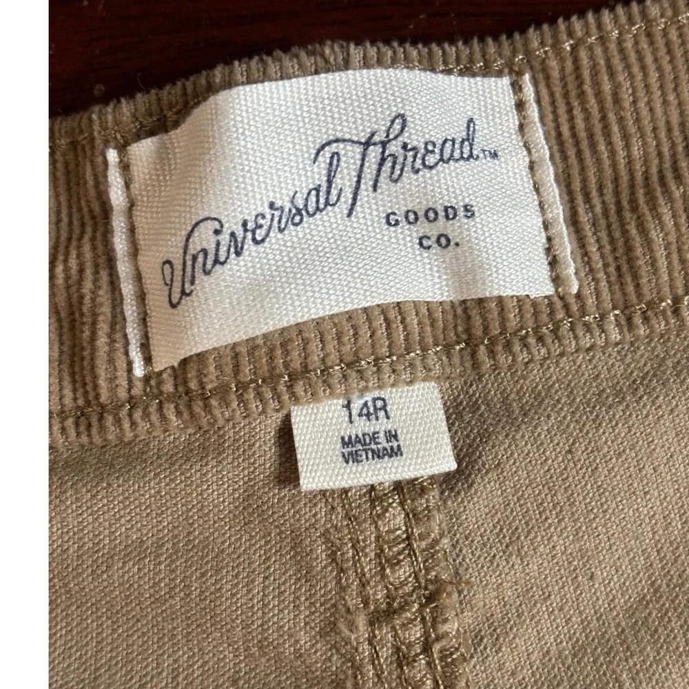 Universal Thread Womens High Rise Easy Barrel Corduroy Pants 14 Crop Earthy Tan - Picture 3 of 9